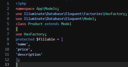Kode model Product.php